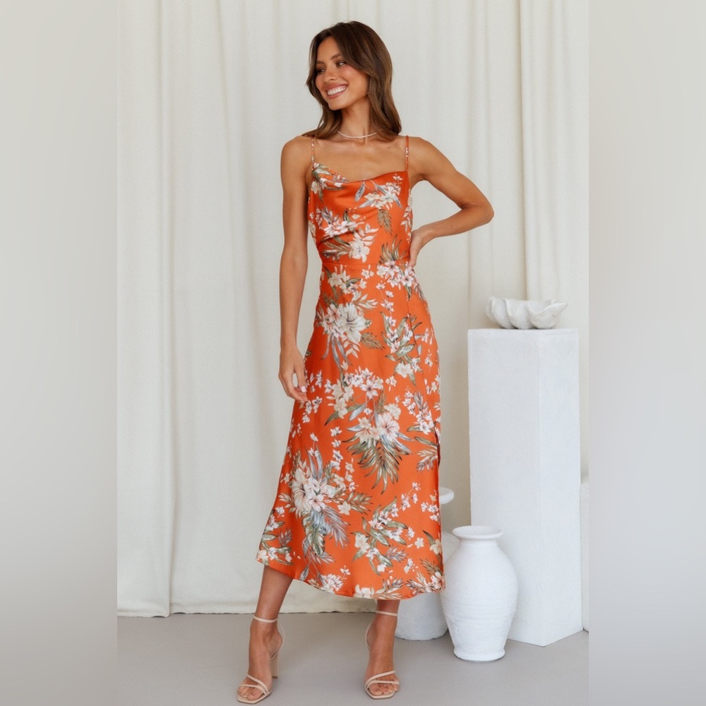 Floral Orange Maxi Dress - Hello Molly inspired